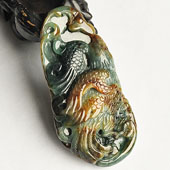 细糯种褐黄翡缅甸翡翠A货大展宏图挂件