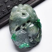 糯冰种晴水略飘翠缅甸翡翠A货一路连科挂件