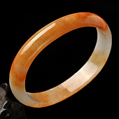 糯冰种红黄翡缅甸翡翠A货贵妃镯（55.7mm-44.3mm）