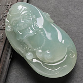 冰种晴水缅甸翡翠A货罗汉挂件
