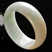 糯冰种淡三彩缅甸翡翠A货手镯（56.2mm）