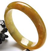 糯冰种黄翡缅甸翡翠A货手镯（56mm）