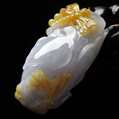 糯冰种黄翡缅甸翡翠A货玉兰花挂件