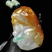 冰种三彩缅甸翡翠A货玉兰花挂件
