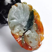 糯冰种三彩缅甸翡翠A货大展鸿图挂件