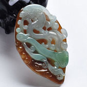 糯冰种晴水褐翡缅甸翡翠A货龙行如意挂件