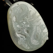 冰种淡晴水缅甸翡翠A货飞龙挂件