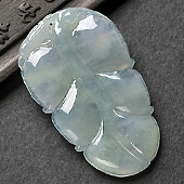 冰种晴水缅甸翡翠A货叶子挂件