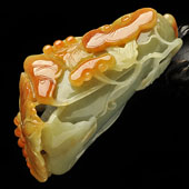 糯冰种红黄翡缅甸翡翠A货玉兰花手玩件
