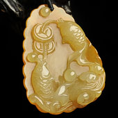 冰玻种黄翡缅甸翡翠A货年年有余挂件