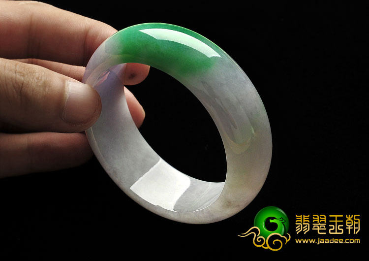 糯冰种春带彩缅甸翡翠A货手镯（55.6mm）
