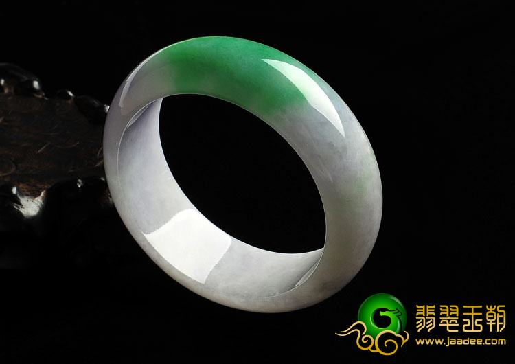 糯冰种春带彩缅甸翡翠A货手镯（55.6mm）
