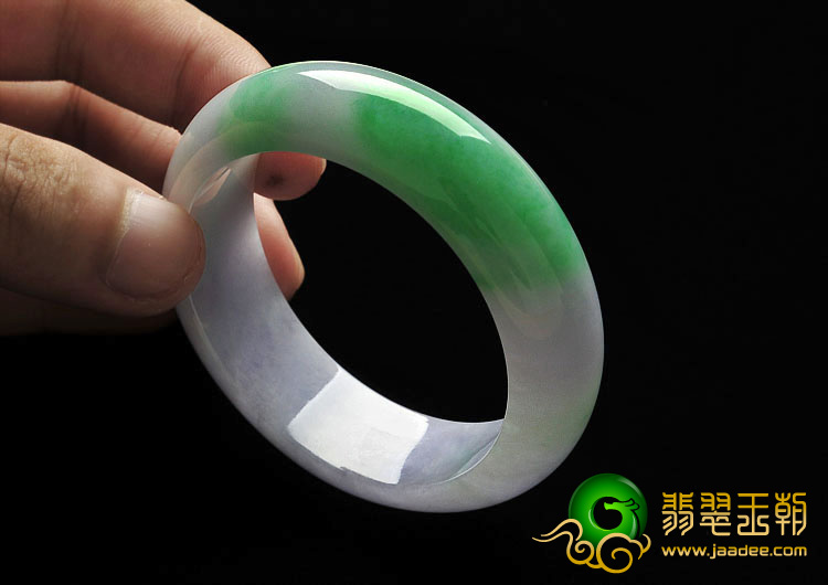 糯冰种春带彩缅甸翡翠A货手镯（53mm）