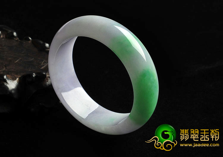 糯冰种春带彩缅甸翡翠A货手镯（53mm）