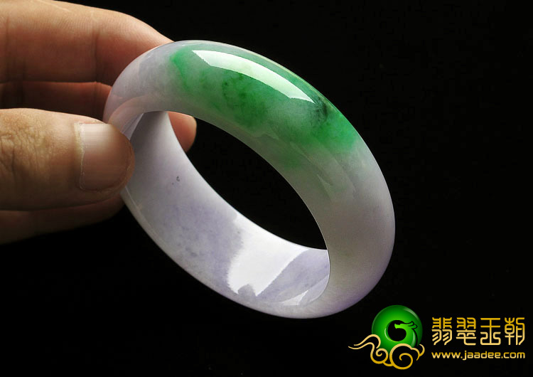 糯冰种春带彩缅甸翡翠A货手镯（55mm）