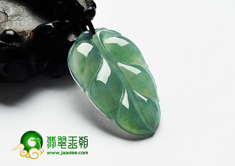 糯冰种晴水缅甸翡翠A货叶子挂件