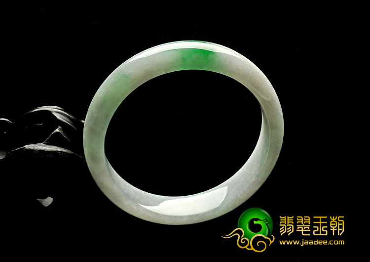 糯冰种飘翠缅甸翡翠A货手镯（54.5mm）