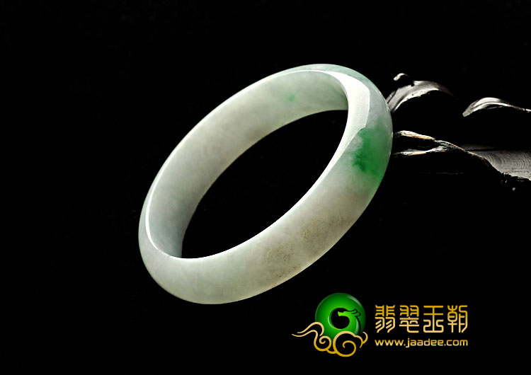 糯冰种飘翠缅甸翡翠A货手镯（54.5mm）