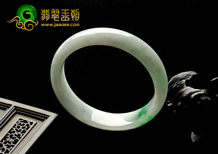 糯冰种飘翠缅甸翡翠A货手镯（54.5mm）