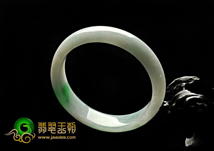 糯冰种飘翠缅甸翡翠A货手镯（54.5mm）