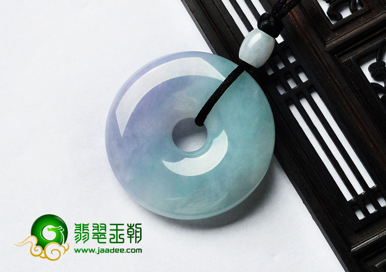 糯冰种春带彩缅甸翡翠A货平安扣挂件