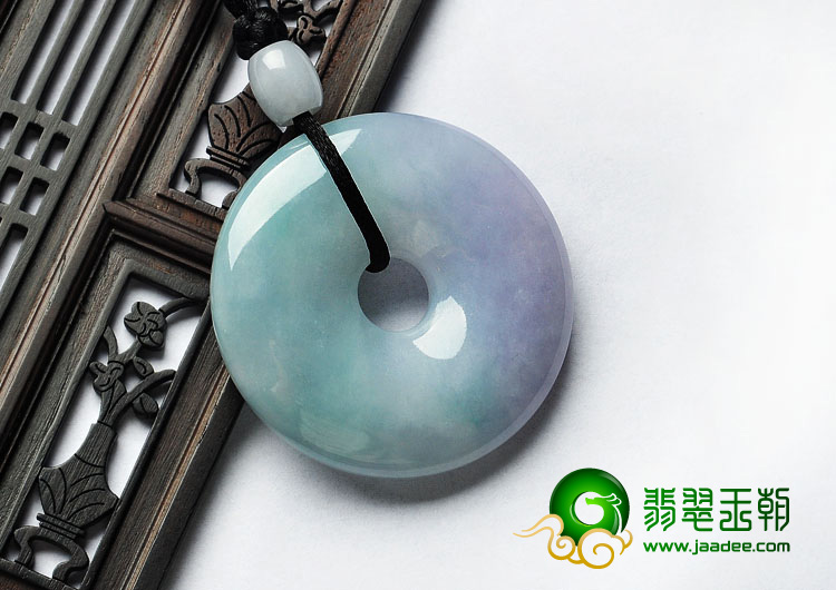 糯冰种春带彩缅甸翡翠A货平安扣挂件