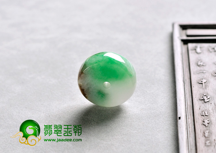 糯冰种翠色褐黄翡缅甸翡翠A货平安扣挂件