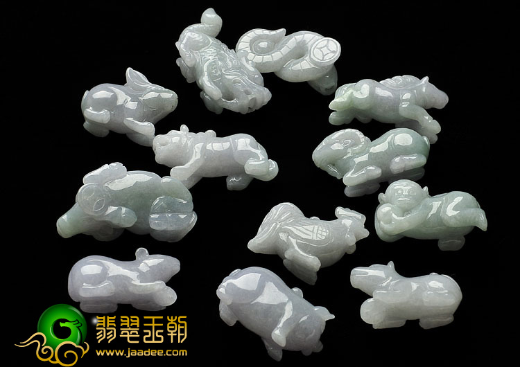糯冰种晴水紫罗兰缅甸翡翠A货十二生肖挂件