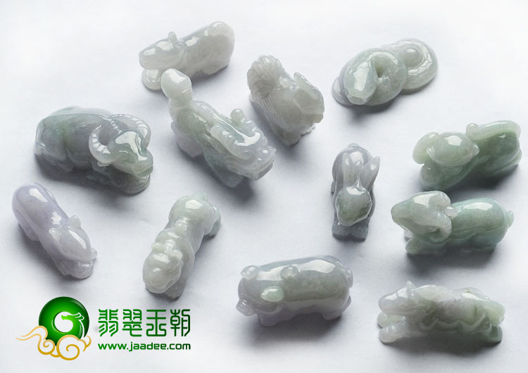 糯冰种晴水紫罗兰缅甸翡翠A货十二生肖挂件