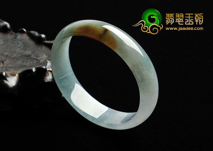 冰种晴水带黄翡缅甸翡翠A货贵妃镯（54.4-49.3mm）
