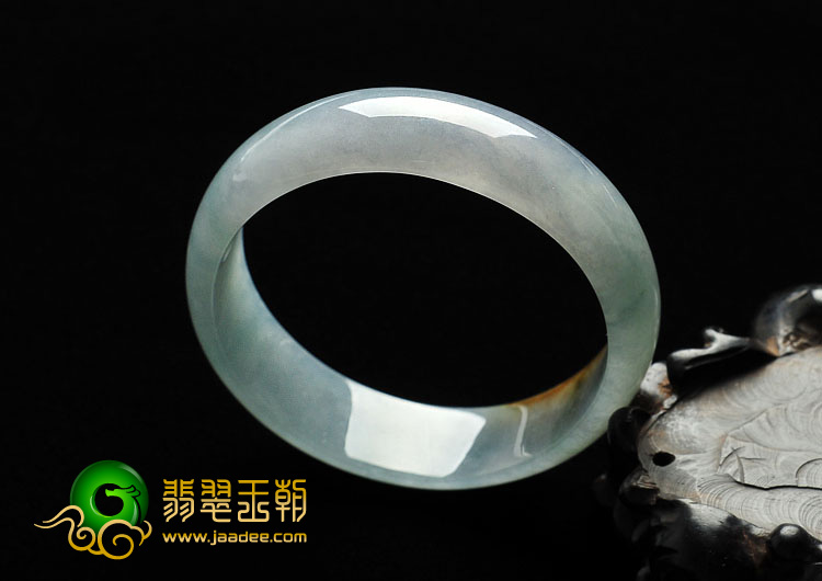 冰种晴水带黄翡缅甸翡翠A货贵妃镯（54.4-49.3mm）