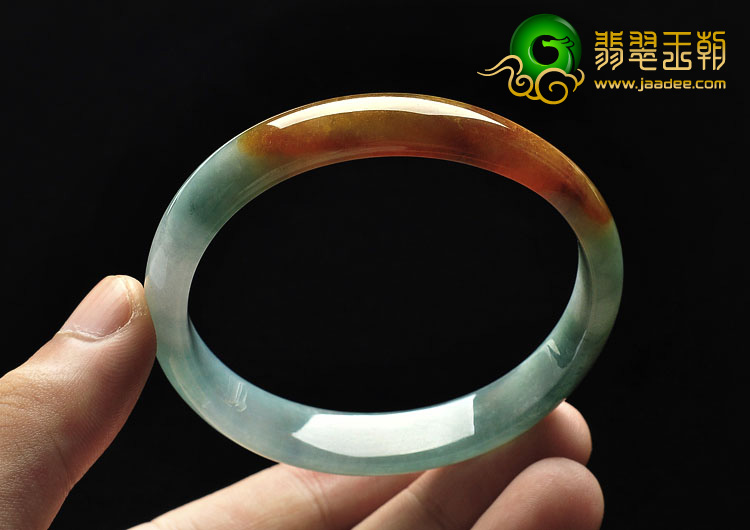 冰种晴水带黄翡缅甸翡翠A货贵妃镯（56.3-50.9mm）