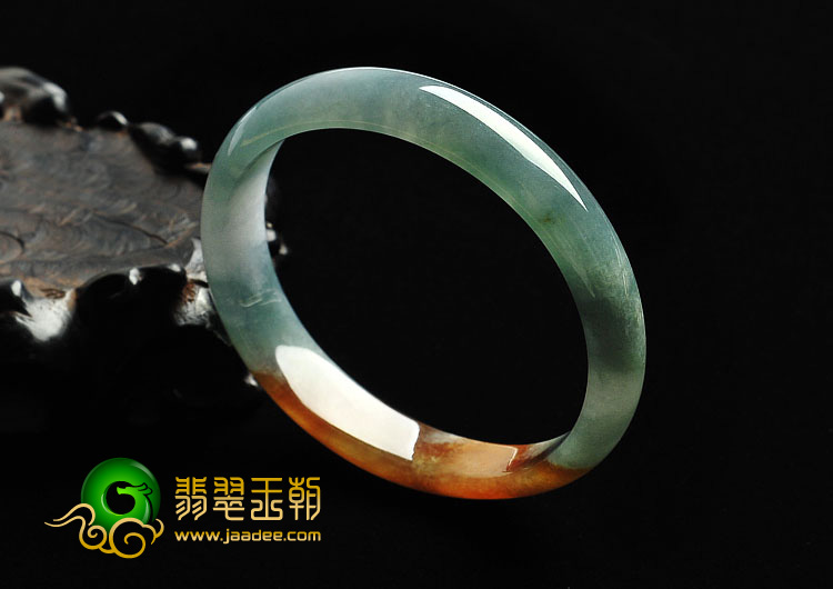 冰种晴水带黄翡缅甸翡翠A货贵妃镯（56.3-50.9mm）