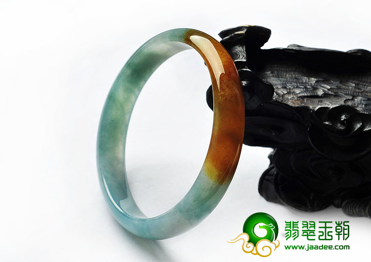 冰种晴水带黄翡缅甸翡翠A货贵妃镯（56.3-50.9mm）