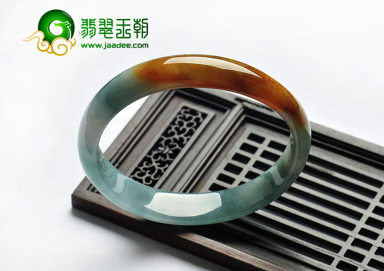 冰种晴水带黄翡缅甸翡翠A货贵妃镯（56.3-50.9mm）