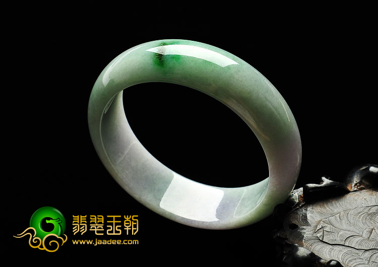 糯冰种淡春带彩缅甸翡翠A货手镯（56.3mm）