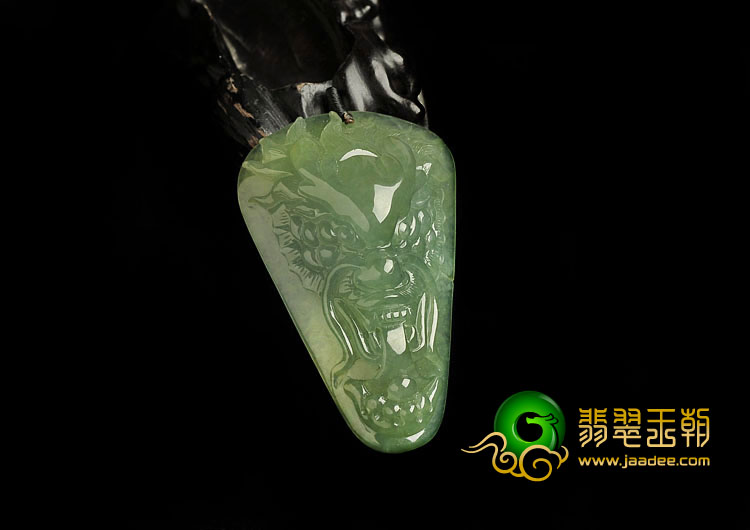 冰种晴水缅甸翡翠A货龙头挂件