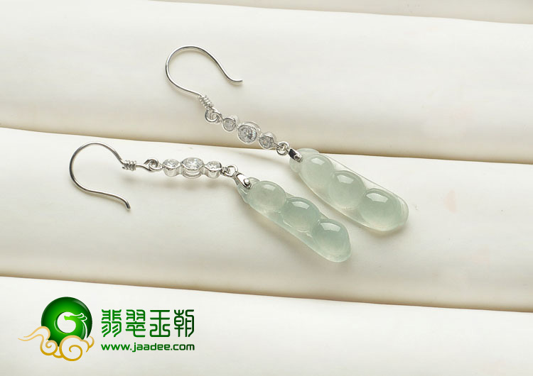 糯冰种缅甸翡翠A货银镀金耳环（单价）