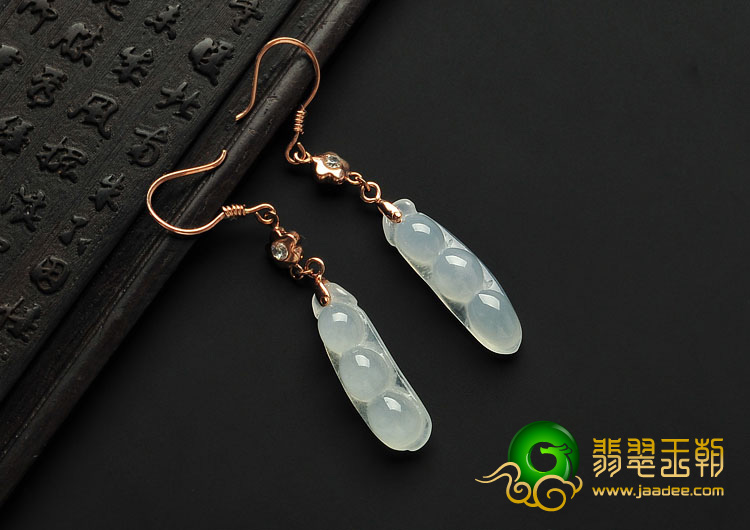 糯冰种缅甸翡翠A货银镀金耳环（单价）