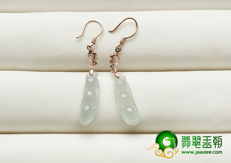 糯冰种缅甸翡翠A货银镀金耳环（单价）