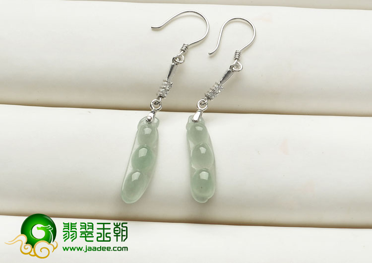 糯冰种缅甸翡翠A货银镀金耳环（单价）