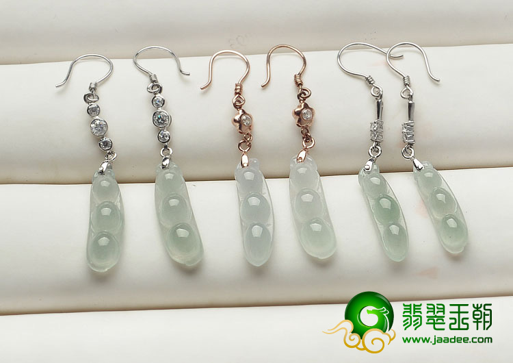 糯冰种缅甸翡翠A货银镀金耳环（单价）