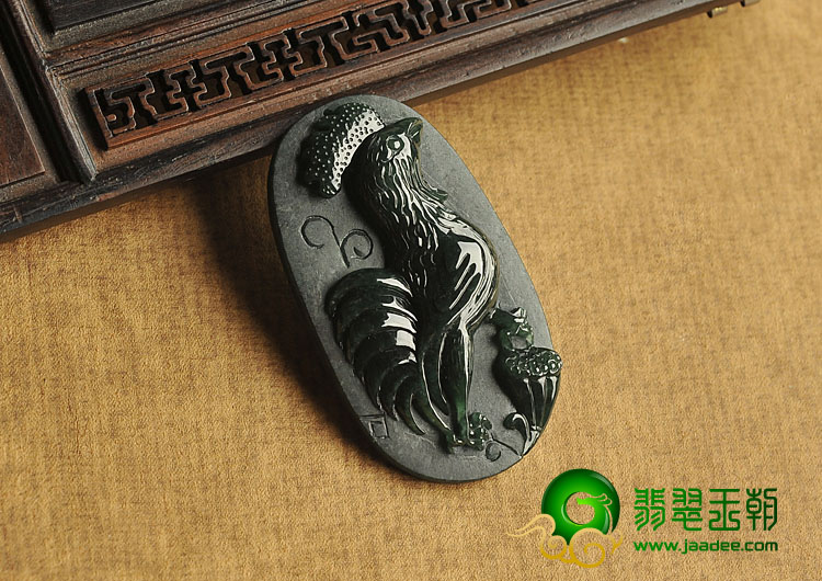 糯冰种墨翠缅甸翡翠A货冠上加官挂件