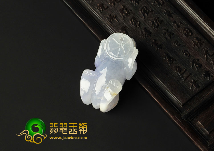 糯冰种紫罗兰缅甸翡翠A货貔貅挂件
