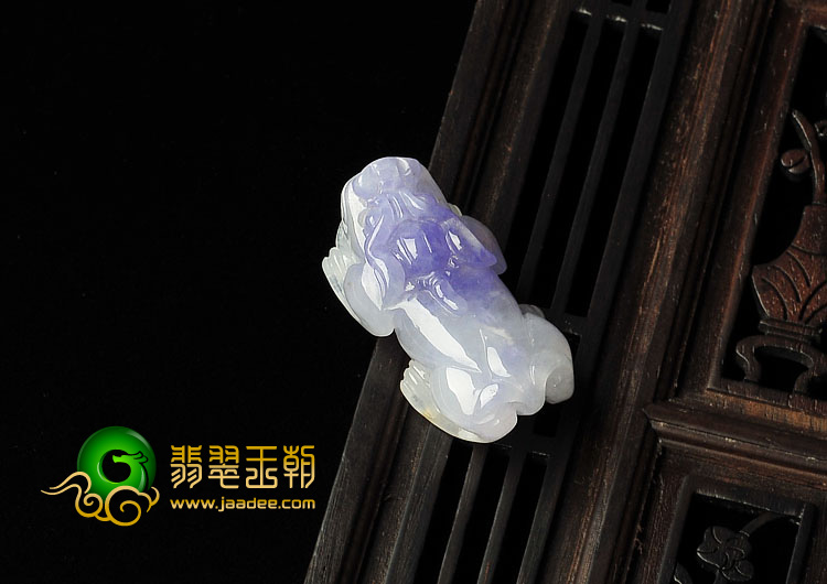 糯冰种紫罗兰缅甸翡翠A货貔貅挂件