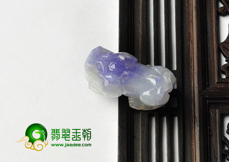 糯冰种紫罗兰缅甸翡翠A货貔貅挂件