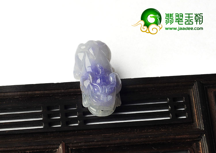 糯冰种紫罗兰缅甸翡翠A货貔貅挂件