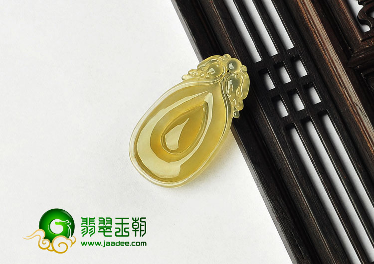 冰种黄翡缅甸翡翠A货福在眼前挂件