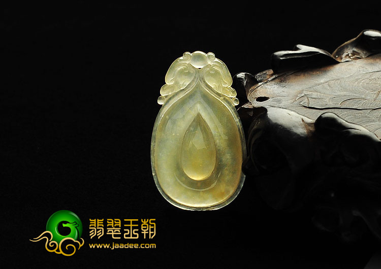 冰种黄翡缅甸翡翠A货福在眼前挂件