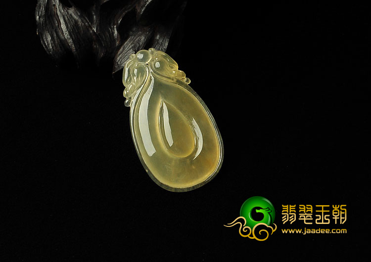 冰种黄翡缅甸翡翠A货福在眼前挂件
